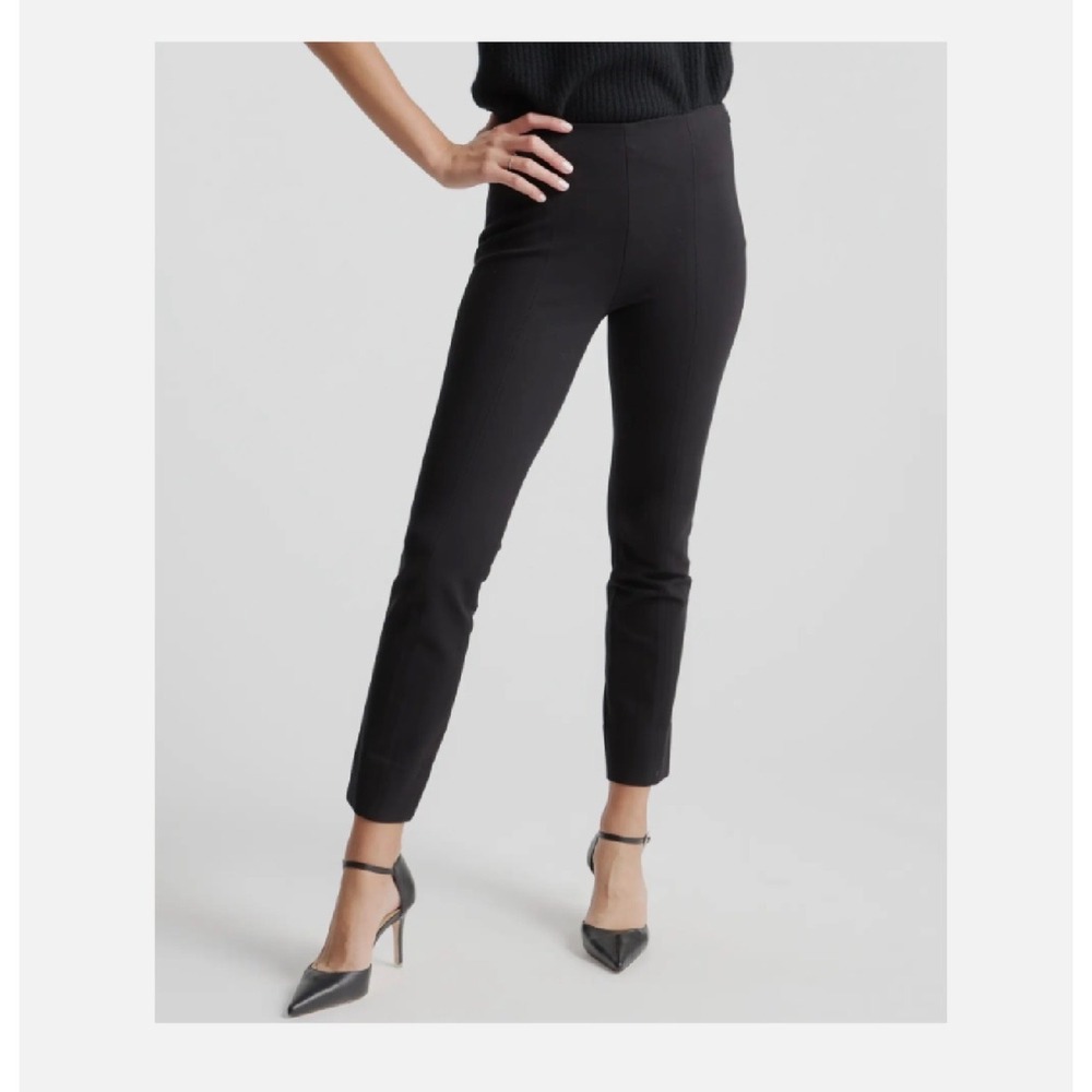 Quince Ultra-Stretch‎ Ponte Pintuck Ankle Pant Women M Black New Slim Workwear